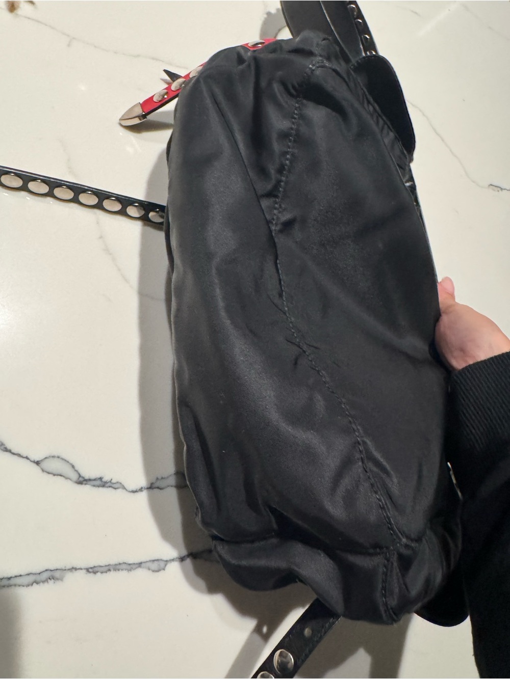 Prada Studded Tessuto Messenger Bag – Black - Picture 6 of 13